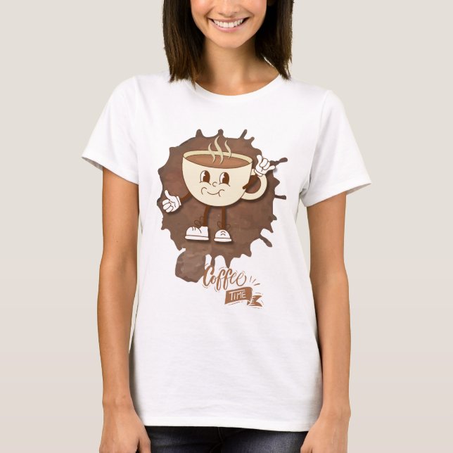 Camiseta **Coffee Time – Cute Smiling Cup Steam  (Frente)