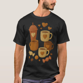 Camiseta Coffee Valentine Day Love Knitted Hearts Hugs