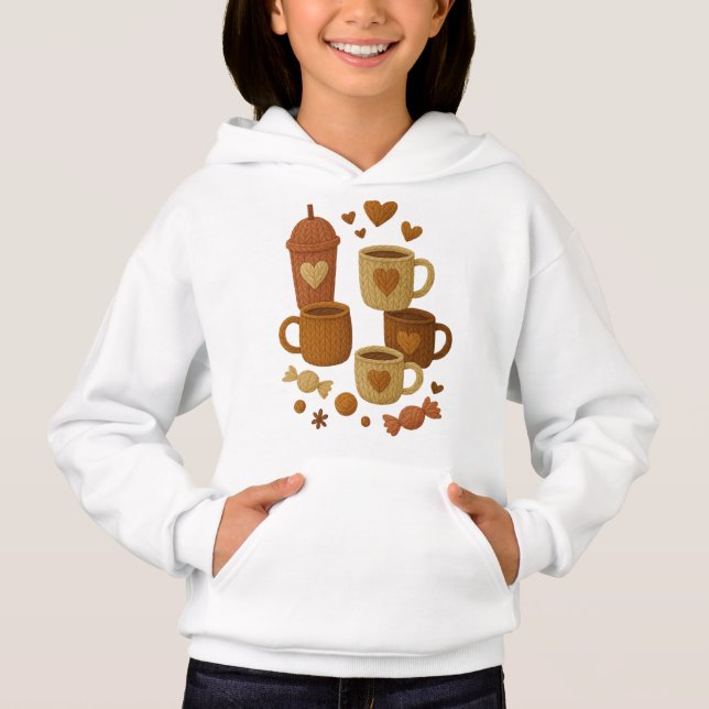 Camiseta Coffee Valentine Day Love Knitted Hearts Hugs (Frente)