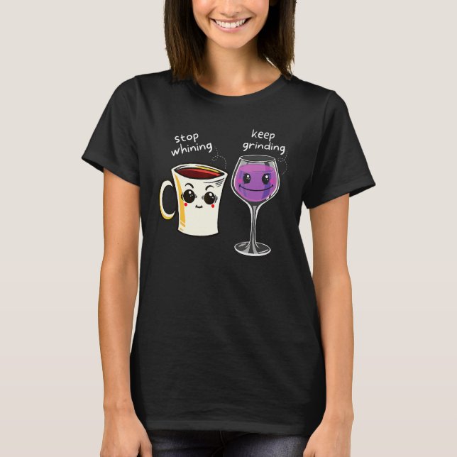 Camiseta Coffee Wine Couples Romantic Dating Humor (Frente)