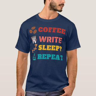 Camiseta Coffee Write Sleep Repeat Vintage Sunset Colors