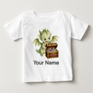 Camiseta Cofre do Tesouro do Bebê Dragão Personalizado Cria