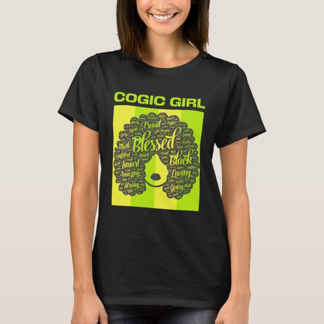 Camiseta COGIC Girl Christian Woman Afro (Frente)