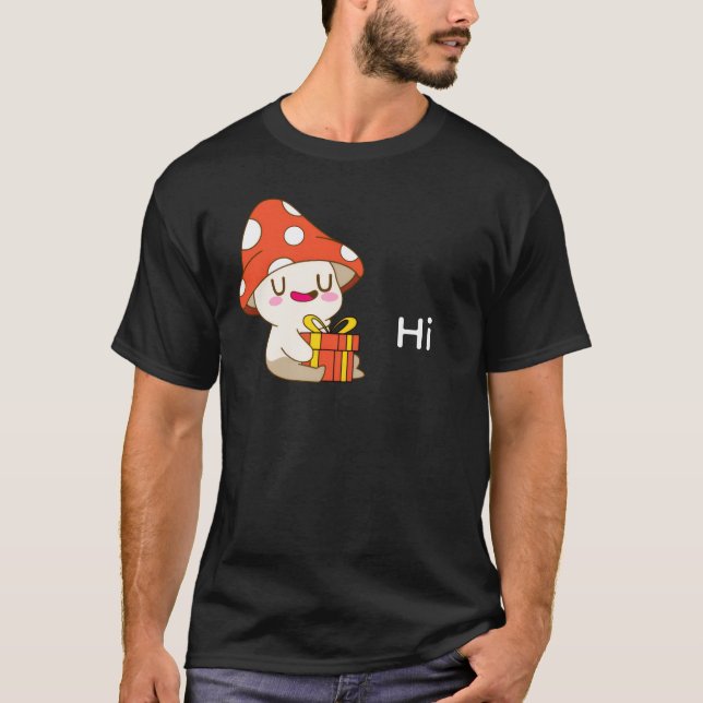 Camiseta Cogumelo Adorável e Feliz com Presente – Cute Birt (Frente)