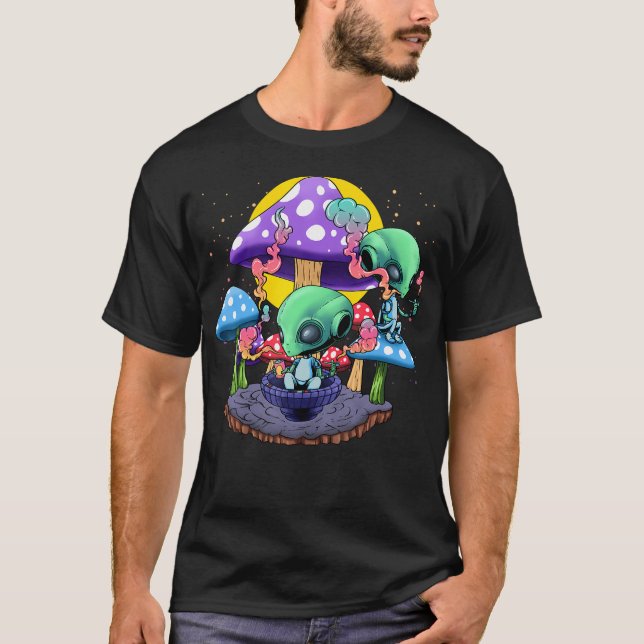Camiseta Cogumelo Alien Psicodélico Nostalgia Vibe Groovy H (Frente)