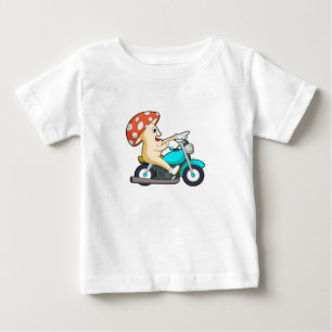 Camiseta Cogumelo como Biker com Motocicleta