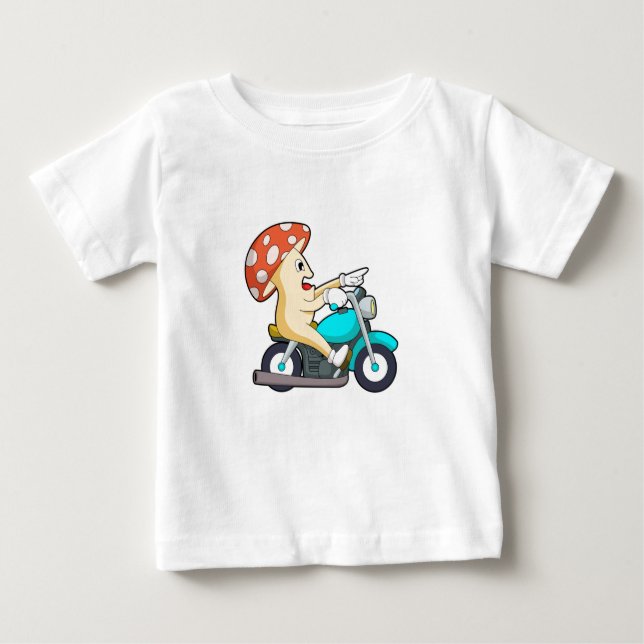 Camiseta Cogumelo como Biker com Motocicleta (Frente)