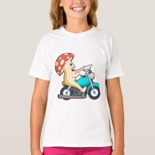 Camiseta Cogumelo como Biker com Motocicleta