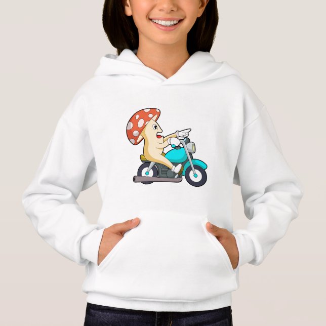 Camiseta Cogumelo como Biker com Motocicleta (Frente)