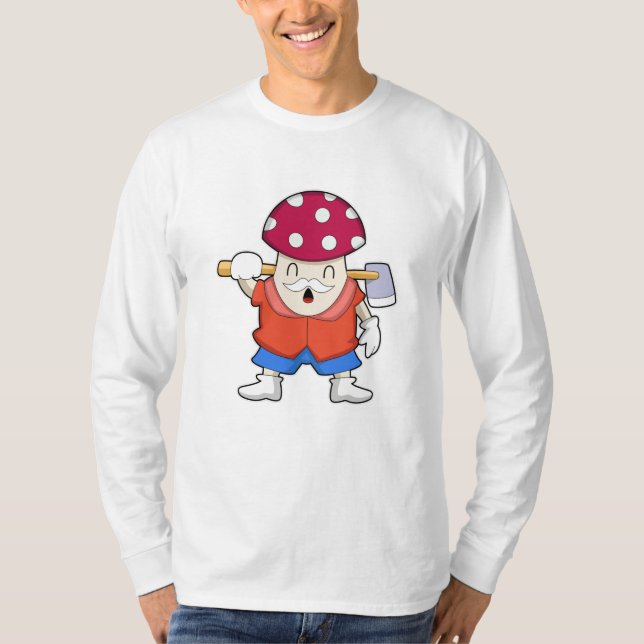 Camiseta Cogumelo como fazendeiro com Ax (Frente)