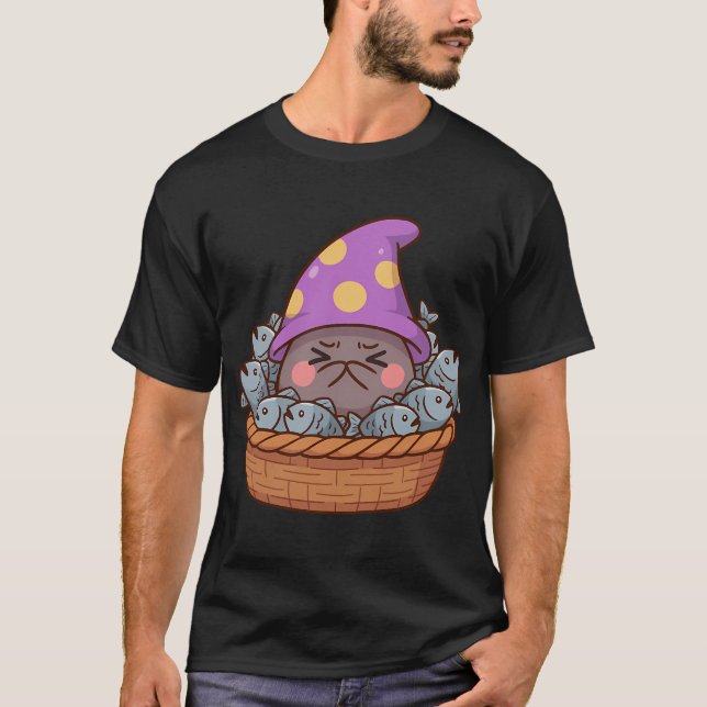 Camiseta Cogumelo de Elfo em Cesta de Peixe (Frente)