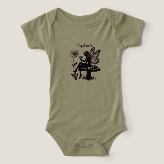 Camiseta Cogumelo e Flor, de Fada Fácil, Preto e Rosa (Design frontal)