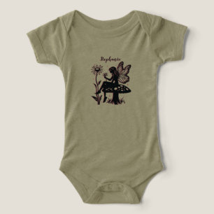 Camiseta Cogumelo e Flor de Fada Fofos Preto e Rosa
