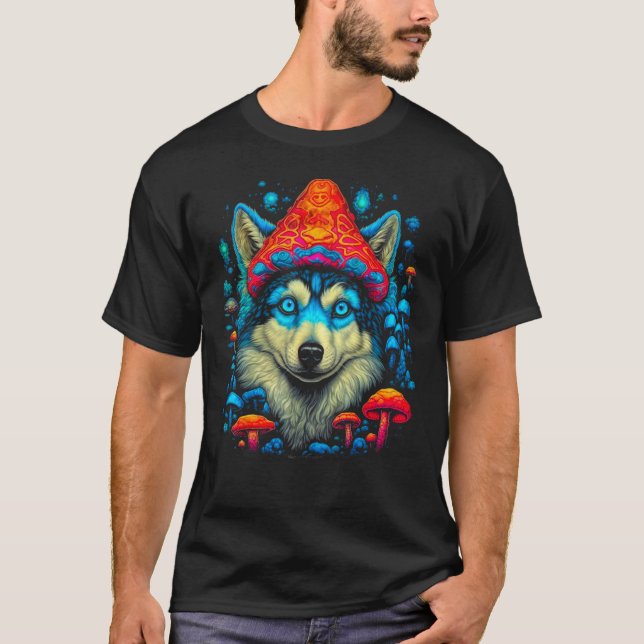 Camiseta Cogumelo Espírito do Cão Husky Siberiano (Frente)