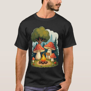 Camiseta Cogumelo Positivo Acampamento Fogo Retro Ilustra 7