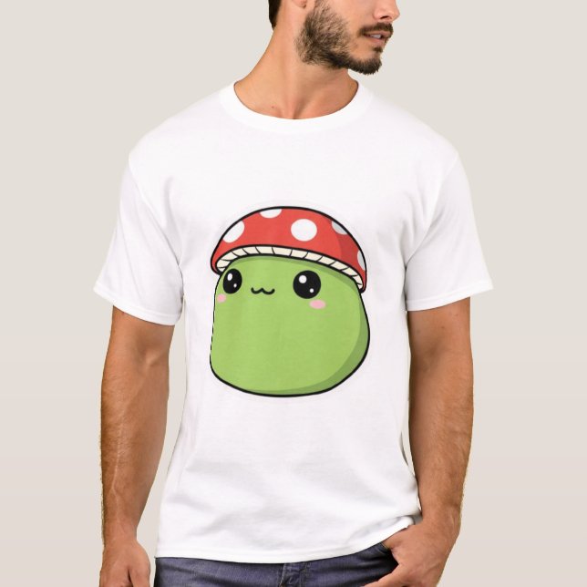 Camiseta Cogumelo Verde Kawaii (Frente)
