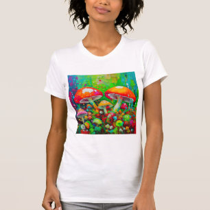 Camiseta Cogumelos Abstrato de Aquarela