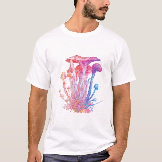 Camiseta Cogumelos Abstrato de Aquarela (Frente)