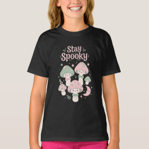 Camiseta Cogumelos Assustadores Arco Lua Estrelas Casa Fofo