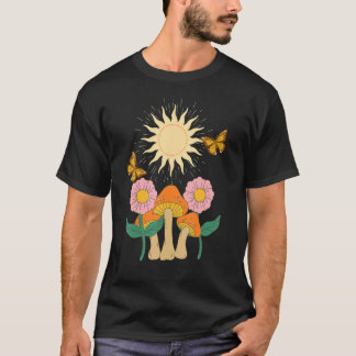 Camiseta Cogumelos Borboletas e Flores e Sol