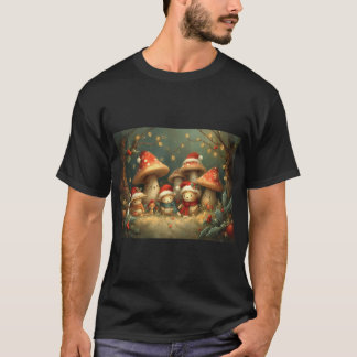 Camiseta Cogumelos de Natal e Convidados