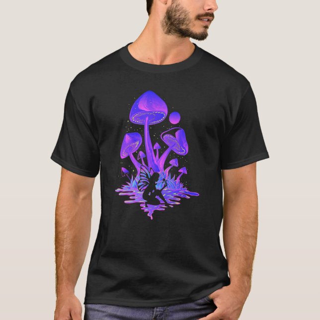 Camiseta Cogumelos de Pó de Leite Rosa Fairycore Goblincore (Frente)