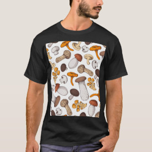 Camiseta Cogumelos desenhados à mão: fundo de comida.