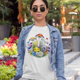 Camiseta Cogumelos e flores mágicas