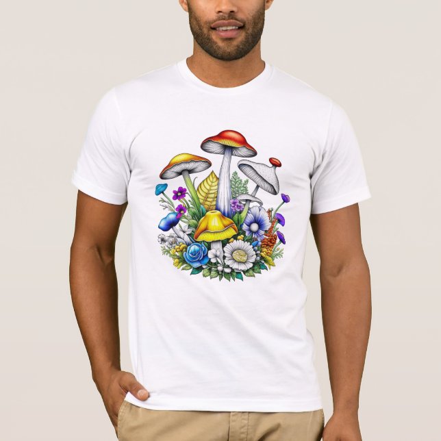 Camiseta Cogumelos e flores mágicas (Frente)