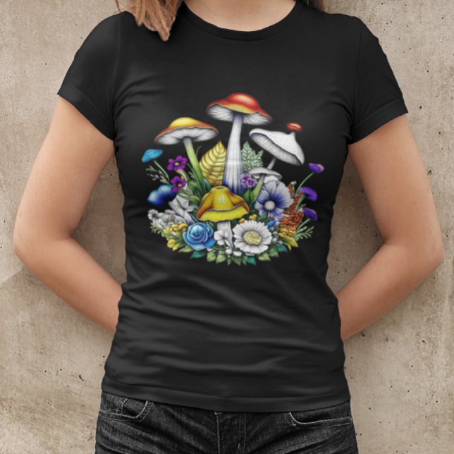 Camiseta Cogumelos e Flores Mágicos e Caprichosos (Criador carregado)