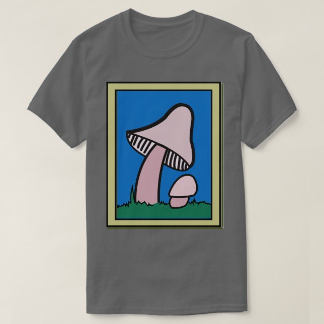Camiseta cogumelos emoldurados (Frente do Design)