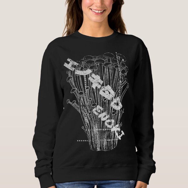Camiseta Cogumelos Enoki Brancos Cartas Japoneses Comida de (Frente)