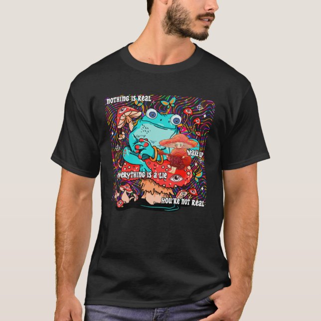 Camiseta Cogumelos Estéticos de Ponta Úmida com Cachorro de (Frente)