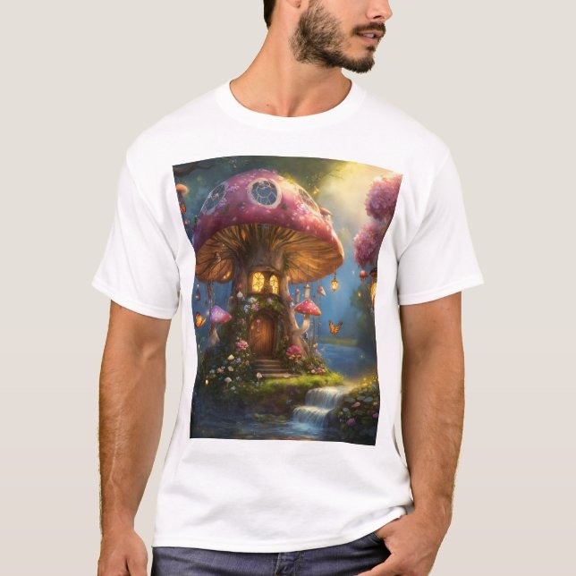 Camiseta cogumelos fantasia fofa caçador (Frente)