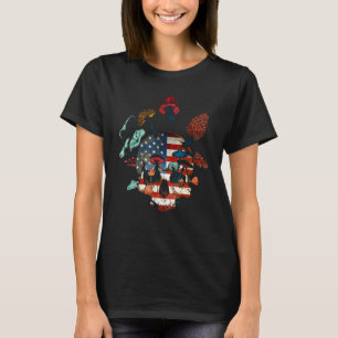 Camiseta Cogumelos Morels Crânio Jardinagem Retrô Vintage