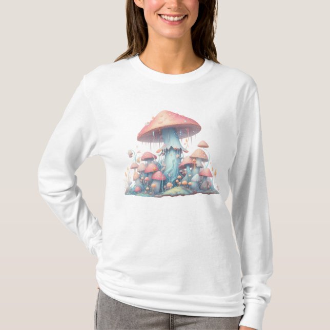Camiseta Cogumelos pastel retrorreflectores design com core (Frente)