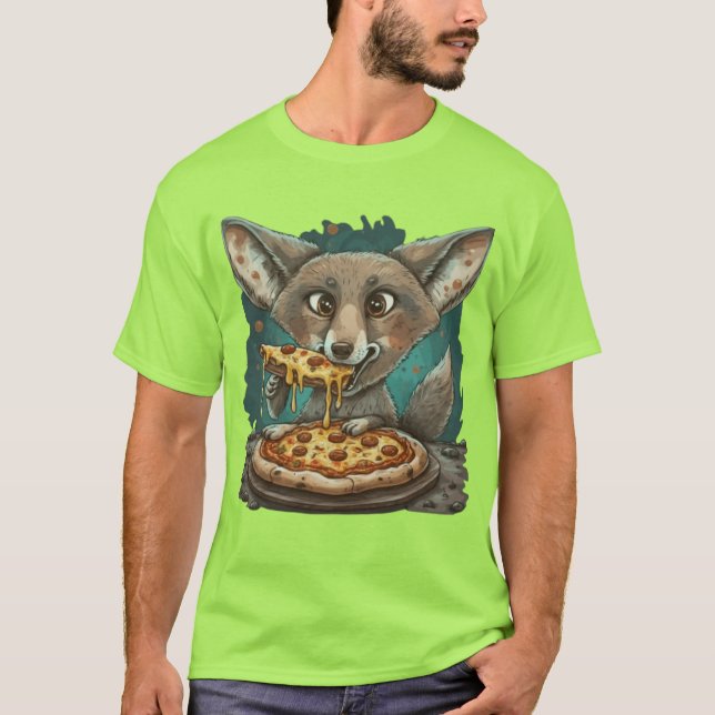 Camiseta Coió engraçado comendo pizza (Frente)