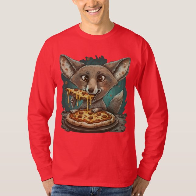 Camiseta Coió engraçado comendo pizza (Frente)