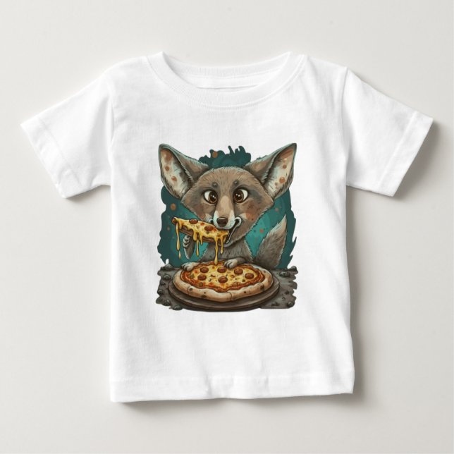 Camiseta Coiote bonito comendo pizza (Frente)