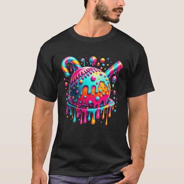 Camiseta Coisa de baseball com gotejamento de sorvete Dripp (Frente)