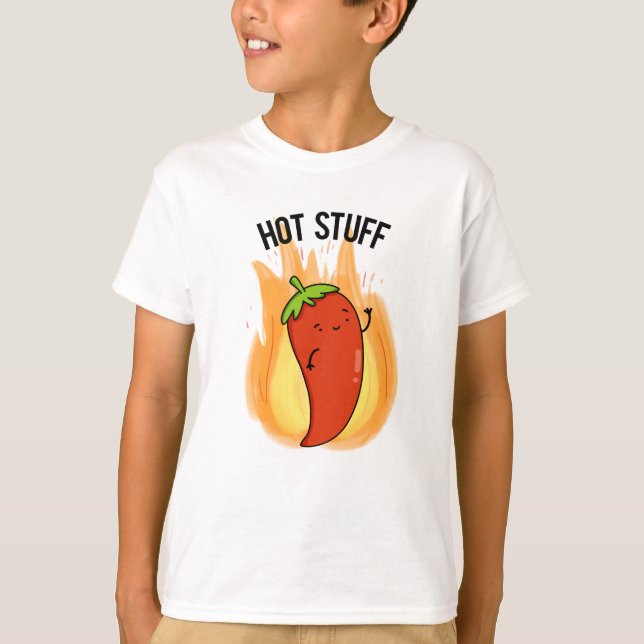Camiseta Coisa Quente Engraçada Vermelha Quente Pepper Pun (Frente)