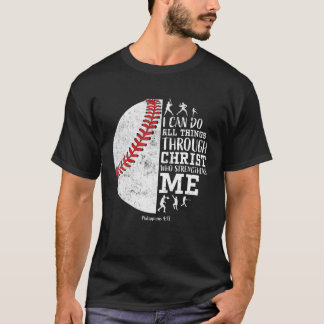 Camiseta Coisas Cristãs De Baseball Que Posso Fazer Através