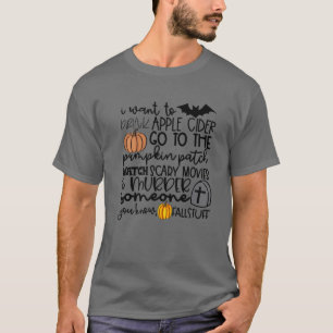 Camiseta Coisas Divertidas de Outono Cider de Maçã Pomar de