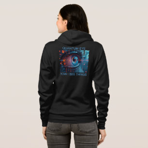 Camiseta Coisas do Olho Quântico mulheres Bella capuz preto