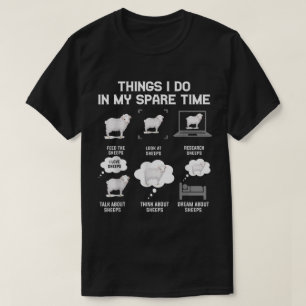 Camiseta Coisas engraçadas que faço como amante de ovelhas 