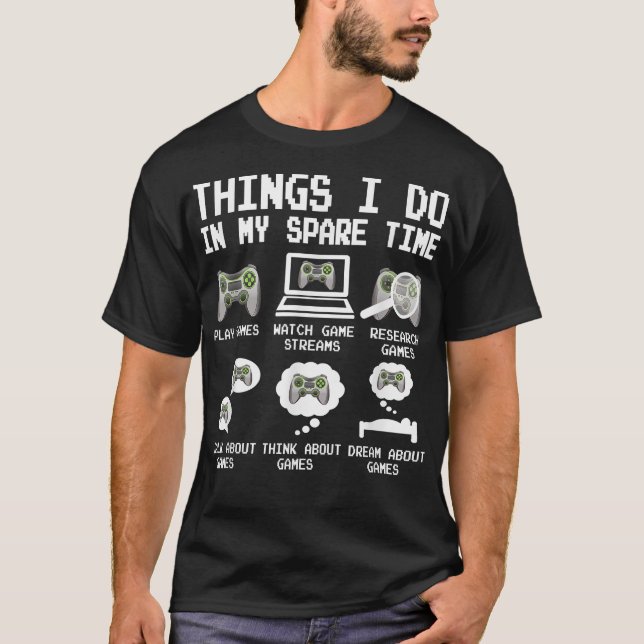 Camiseta Coisas que Eu Faço no Meu Tempo Livre Vídeo Engraç (Frente)
