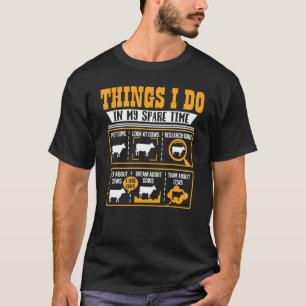 Camiseta Coisas Que Faço Em Meu Tempo Livre Vacas Farmer