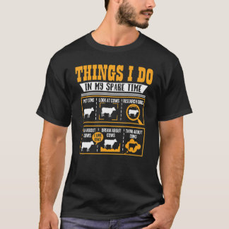 Camiseta Coisas Que Faço Em Meu Tempo Livre Vacas Farmer