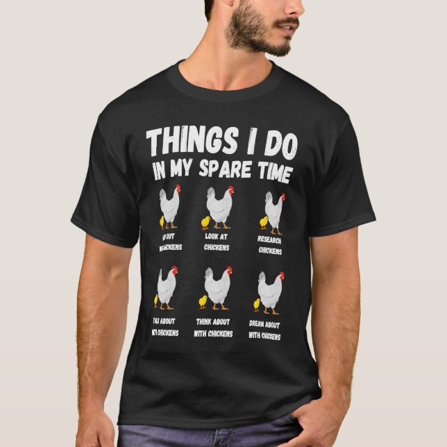 Camiseta Coisas que faço na minha Fazenda de frango do temp (Frente)