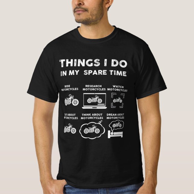 Camiseta coisas que faço na minha moto de tempo livre (Frente)